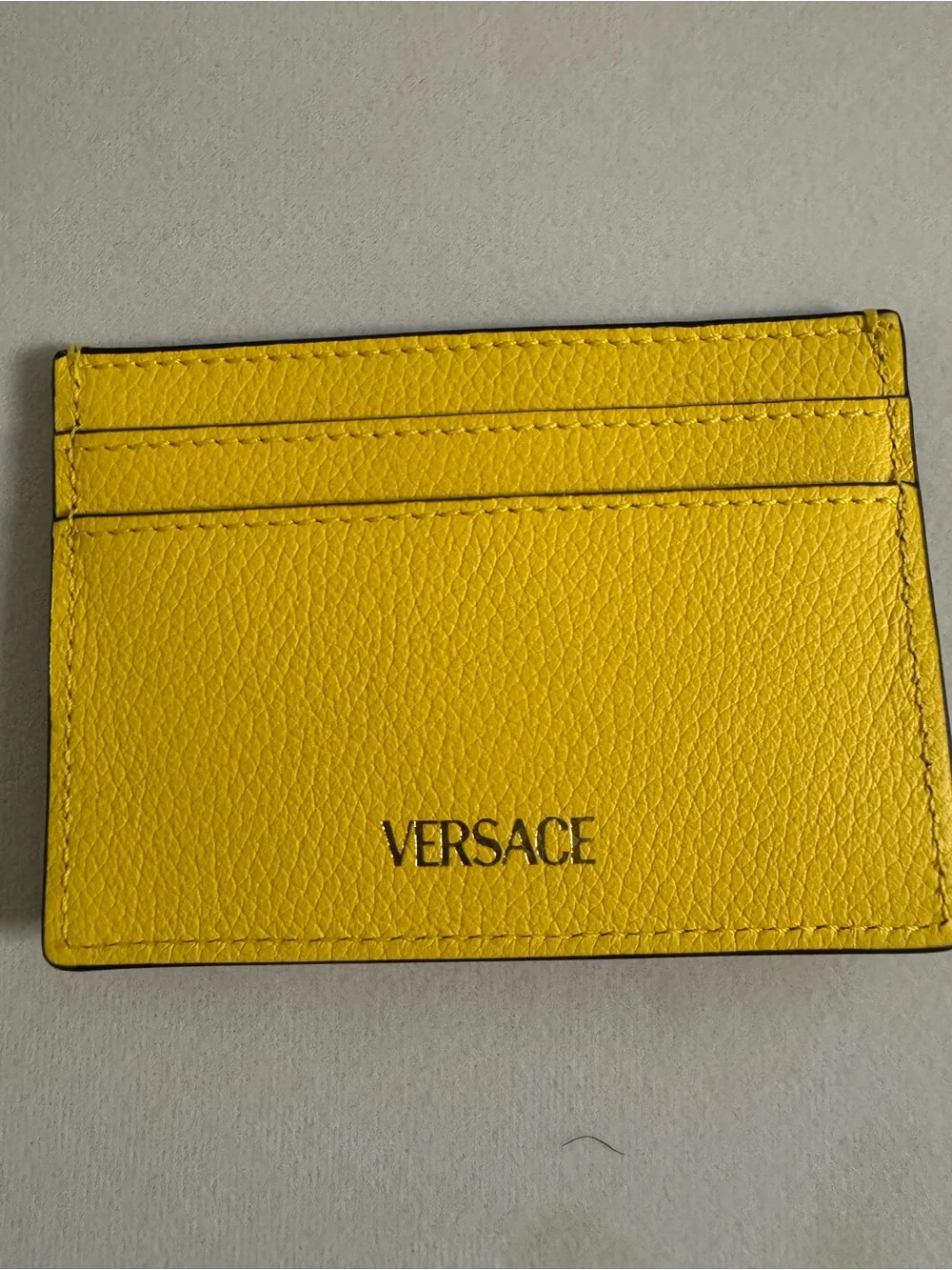 Authentic Versace Yellow Leather Card Holder with Medusa Emblem